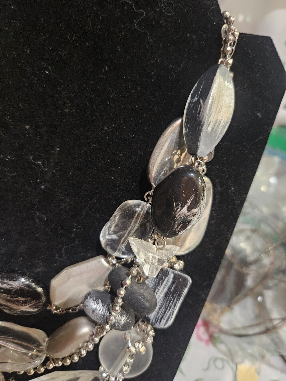 Chicos Multi-Strand Silver & Clear Statement Necklace - Picture 2 of 5